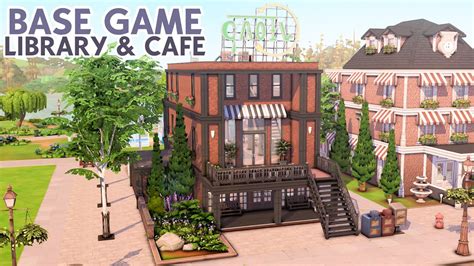 Base Game Library And Cafe No Cc The Sims 4 Speed Build Youtube