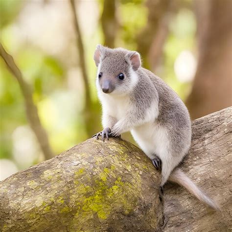 Premium Ai Image Small Marsupial Sitting On Tree Branch Looking Ai Generated