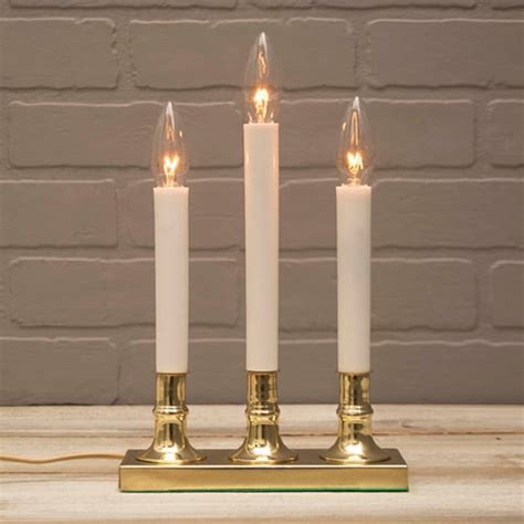 Christmas Lights 3 Tier Window Candle Brass Plated Base Plug In Auto