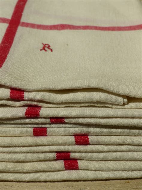 Set Of 4 French Linen Tea Towels With ‘r Monogram Chez Pluie