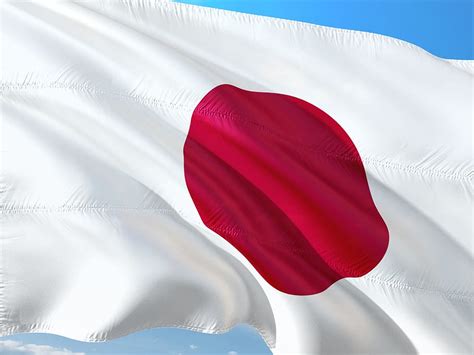 Waving Japan Flag International Flag Japan Red White Color No