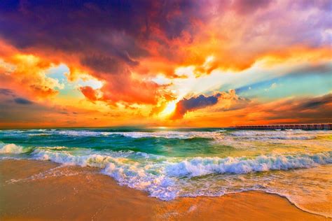22 Beach Blue Orange Sunset