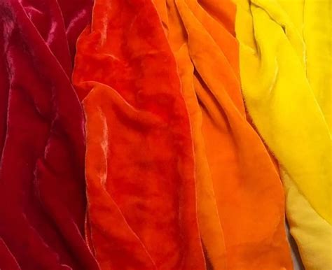 Bright Autumn Sample Set Hand Dyed Silk Velvet Fabric 14 Yard X 45