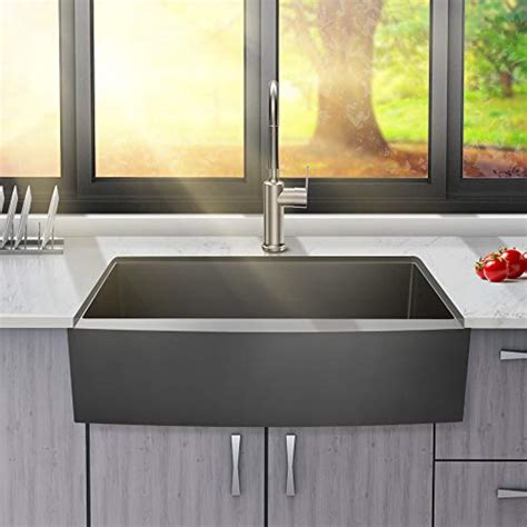Increases workspace in the sink and storage space in the base cabinet. 30 Farmhouse Sink Black - Kichae 30 Inch Kitchen Sink Gunmetal Matte Black Apron Front Deep ...