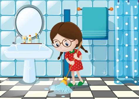 女孩在厕所地板上滑倒 — 图库矢量图像© Interactimages 143944513