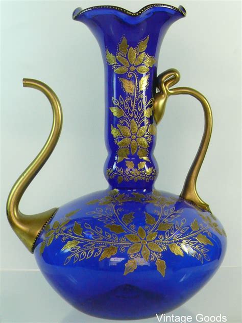 Antique Cobalt Blue Glass Jug Ebay