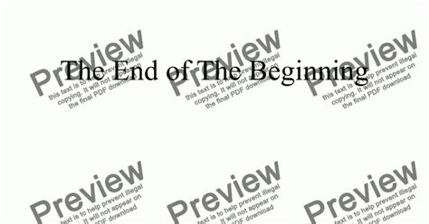 The End Of The Beginning Download Sheet Music Pdf File