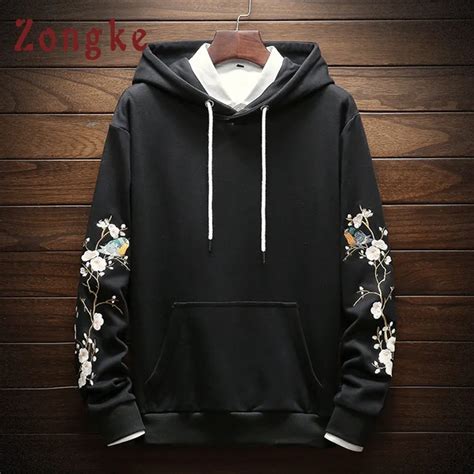 zongke chinese style embroidery mens hoodies harajuku streetwear mens hoodies pullover japanese
