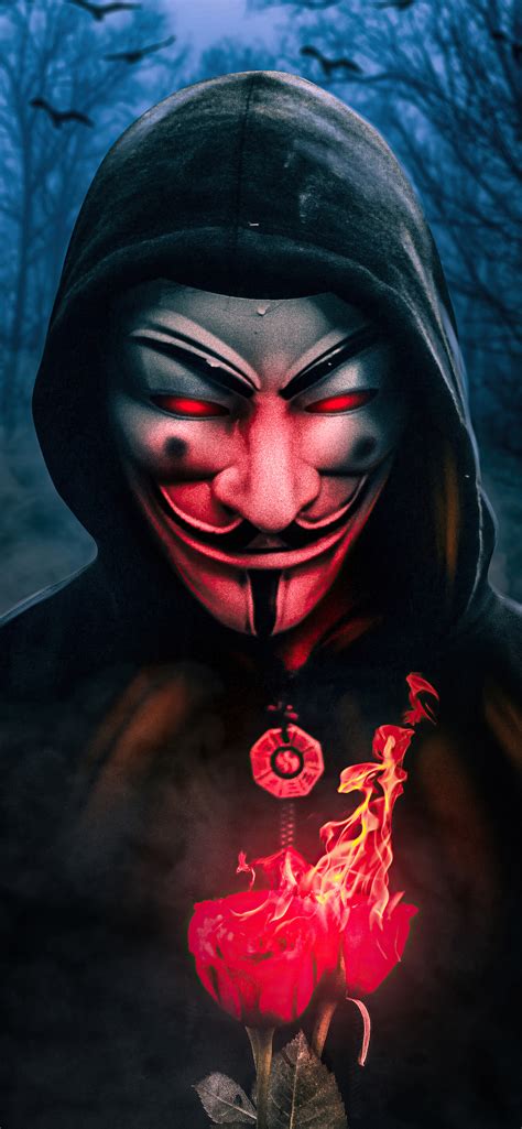 1242x2688 Anonymus Guy With Burning Rose 4k Iphone Xs Max Hd 4k