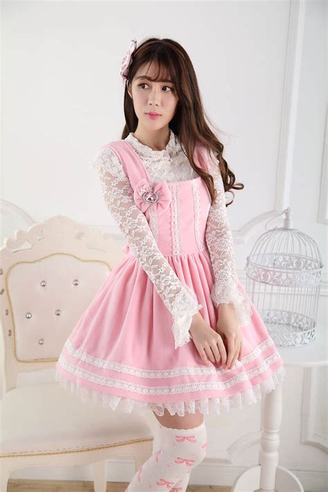 Cheap Sweet Lace Princess Pink Bow Print Sweet Lolita Dress Jsk Sale At