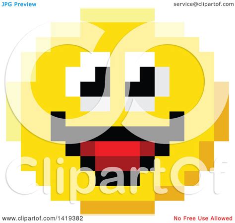 Clipart Of A Smiling 8 Bit Video Game Style Emoji Smiley Face Royalty