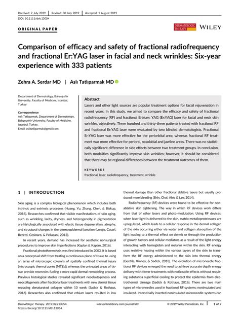Comparison Of Efficacy And Safety Of Fractional Radiofrequency And