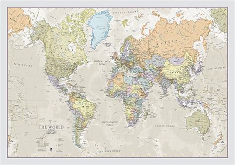 World Map Classic Huge Large Laminated Wall Map Poster Home Office Images