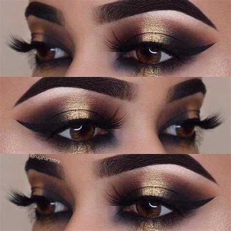 Black And Gold Smokey Eye Idea For Brown Eyes Makeup Gold Eye Makeup