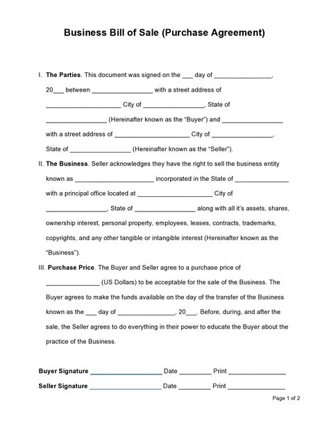 41 Free Business Purchase Agreement Templates Word