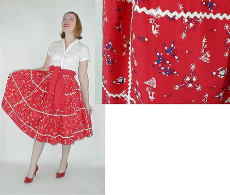 50s Red Print Full Skirt With Sash The Novelty Print Depic Flickr