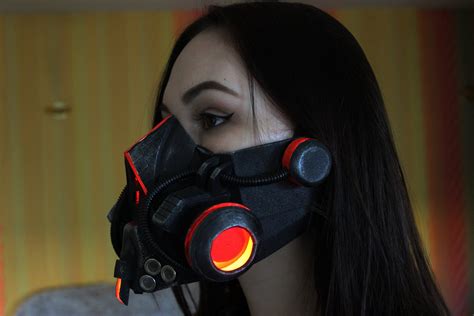 Cyberpunk Face Mask Respirator Red Etsy