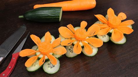 Super Salad Decoration Ideas Cucumber Garnish And Carrot Carving