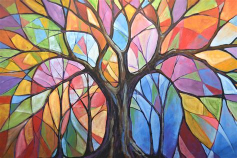 Abstract Original Tree Art Painting Colors Of The Wind