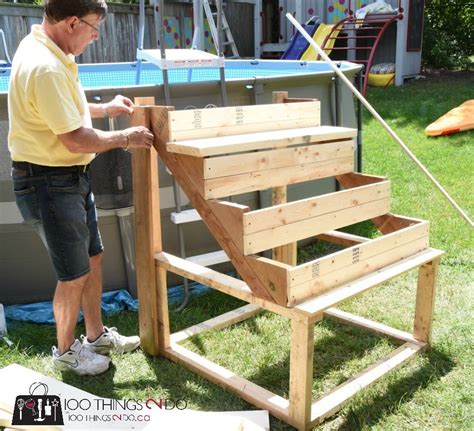 Diy walk in steps for above ground pool. DIY Above ground pool ladder / stairs | 100 Things 2 Do