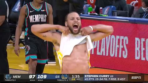 Stephen Curry Re Enacts Baron Davis Celebration After He Hits Ridiculous Step Back 3 Ahn Fire