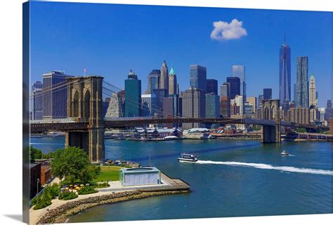 New York City East River Manhattan Brooklyn Bridge View From
