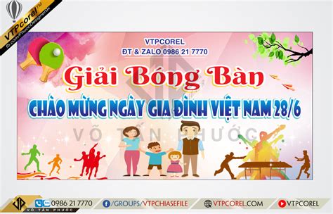 Xã hội tốt thì gia đình tốt. Phông nền giải bóng bàn chào mừng ngày gia đình Việt Nam ...