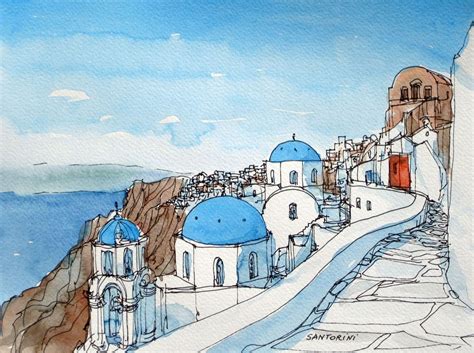Santorini Oia 7 Greece Art Print From An Original By Andrevoyy