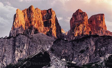 Rocky Mountains At Sunsetdolomite Alps Italy 6279159 Stock Photo At