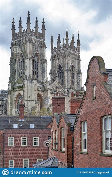 York Minster And Buildings In Old Town Seen From York City Walls In