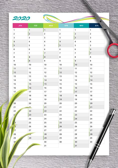 No grid lines and shaded weekends. Printable Annual Calendars With Boxes | Ten Free Printable ...