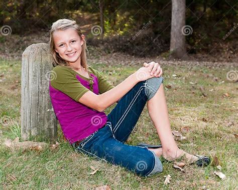 Pretty Girl Sitting Outdoors Stock Image Image Of Youth Young 23167423