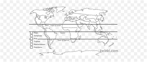 World Climate Zones Blank Map Geography Ks3 Ks4 Bw Rgb Blank Climate