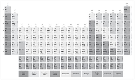 Mendeleevs Table Grayscale Periodic Table Of Elements Flat Vector