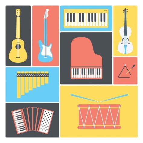 Flat Music Instruments Design Vector Free Download