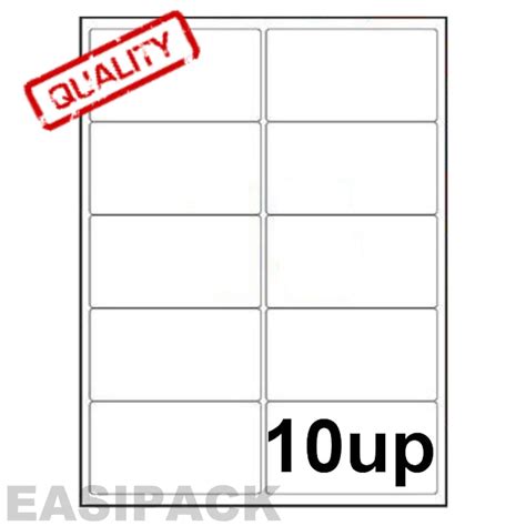 A4 Sheet Address Labels White 10 Up 991mm X 57mm Easipack