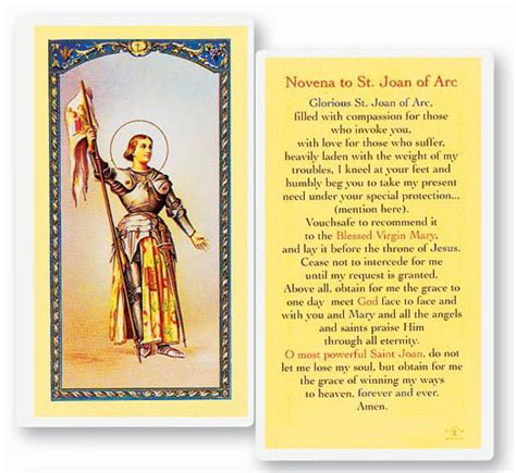 Saint Joan Of Arc Holy Card Laminated Italian Holy Prayer Cards With