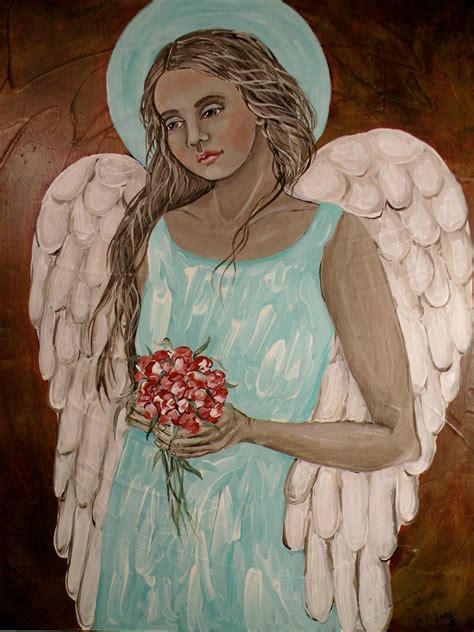 Folk Art Angel Bouquet Print Of Painting By Lore 1500 Via Etsy