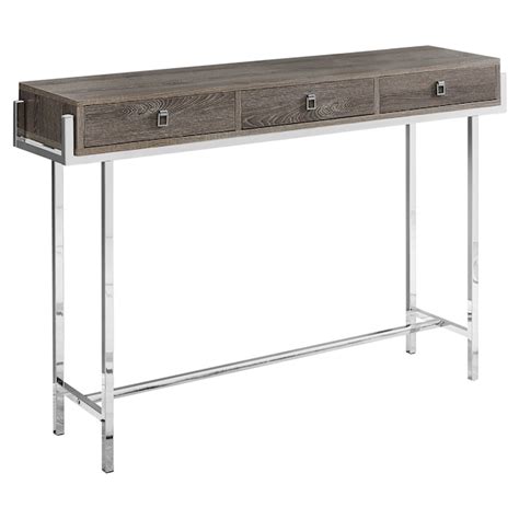 Monarch Specialties Modern Dark Taupe Reclaimed Wood Look Console Table