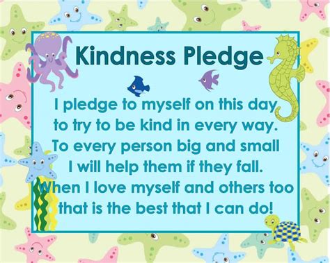 The ocean is the greatest source of inspiration, a boundless supply of marvel, and hope. Ocean Themed Kindness Pledge Poster - The Kinder Corner
