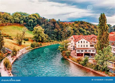 Landscape With Aare River In Bern Switzerland Editorial Stock Image