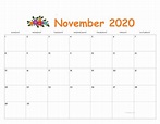 Free Printable November 2020 Calendar PDF | Calendar