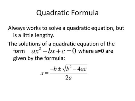 These step by step examples and practice problems will guide however, not all equations can be factored easily. PPT - 4.6 The Quadratic Formula and the Discriminant PowerPoint Presentation - ID:1853248