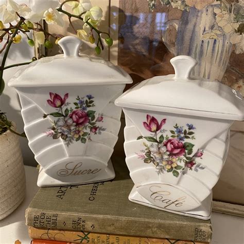 French Ceramic Sucre And Café Kitchen Storage Love Vintage The Past