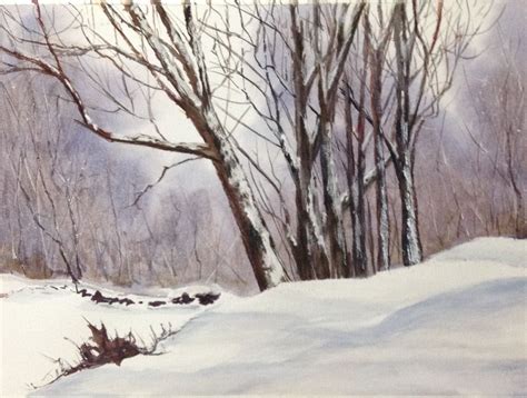 Winter Snow Scene Watercolour By J M Rypstra Landscape Paintings Snow Scenes Watercolor