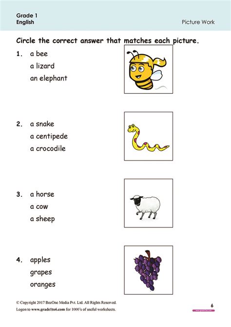 First Grade Vocabulary Worksheet