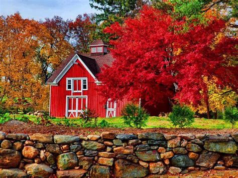 Autumn Barn Blazing Red Autumn In Photoland Pinterest