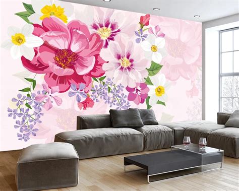 Beibehang Custom Wallpaper Modern Fresh Hand Painted Flowers Pastoral