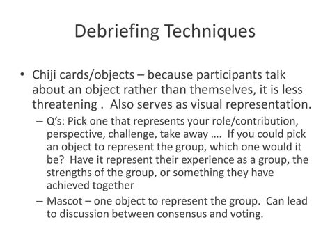 Ppt Successful Debriefing Techniques Powerpoint Presentation Free