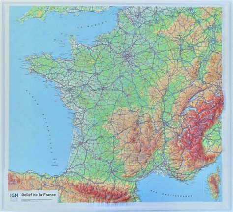 Raised Relief Map France Big As 3d Map